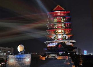 Christie Laser Projections Light Up Iconic Yellow River Tower